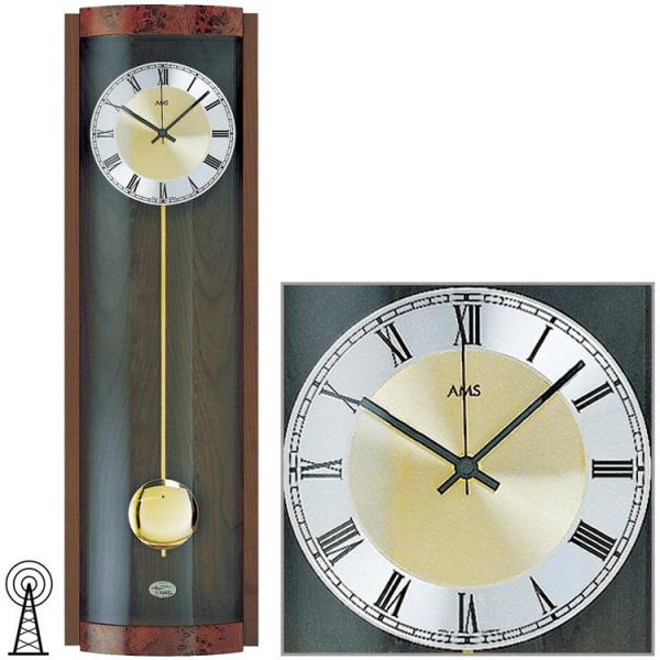 AMS 5087 1 Wanduhr Funk Mit Pendel Holz Nussbaum Farben Pendeluhr