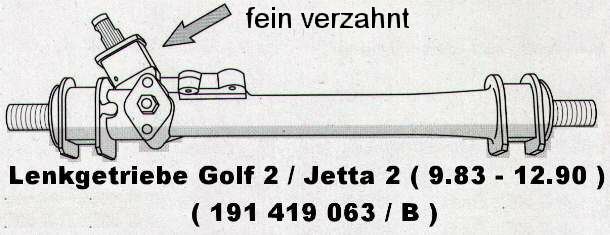 NEU + Lenkgetriebe VW Golf 2 / Jetta 2 19 .1 feinverzahnt - VAG / VW / Audi  9.83 - 8.90 - Seat Toledo 19 .1 fe