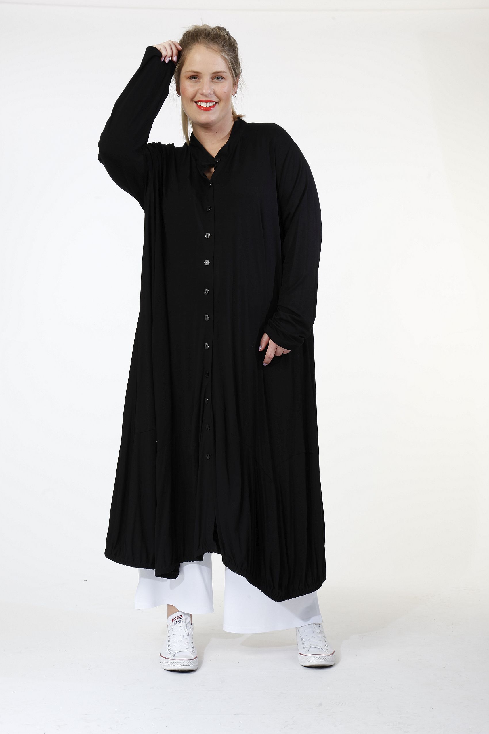 Lagenlook Mantel-Kleid Ballonform schwarz von AKH Fashion