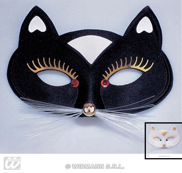 Venezianische Augenmaske aus Metall Katze Schwarz