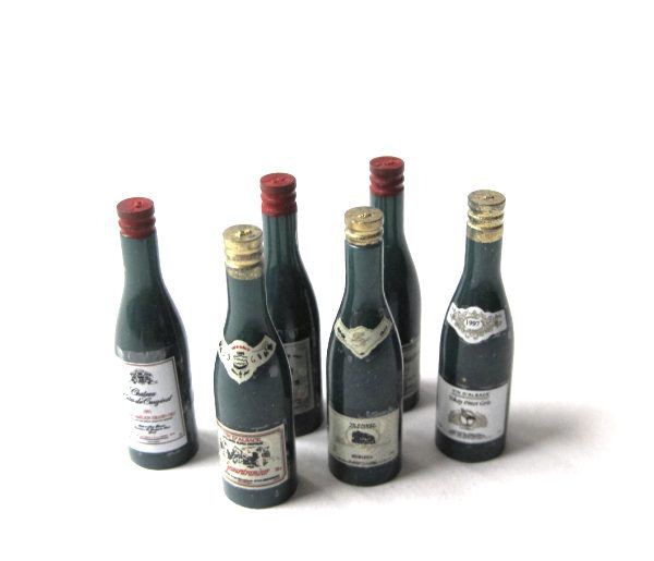 Setzen von 6pcs bunt Wein Flaschen Puppenhaus Miniatur 01.12 Massstab R8Z8 OE