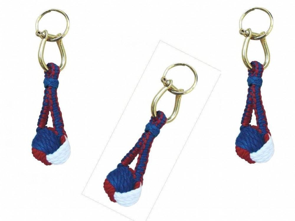 Zierknoten Schlüsselanhänger Wurfknoten mit Schäkel/Schlüsselring blau 