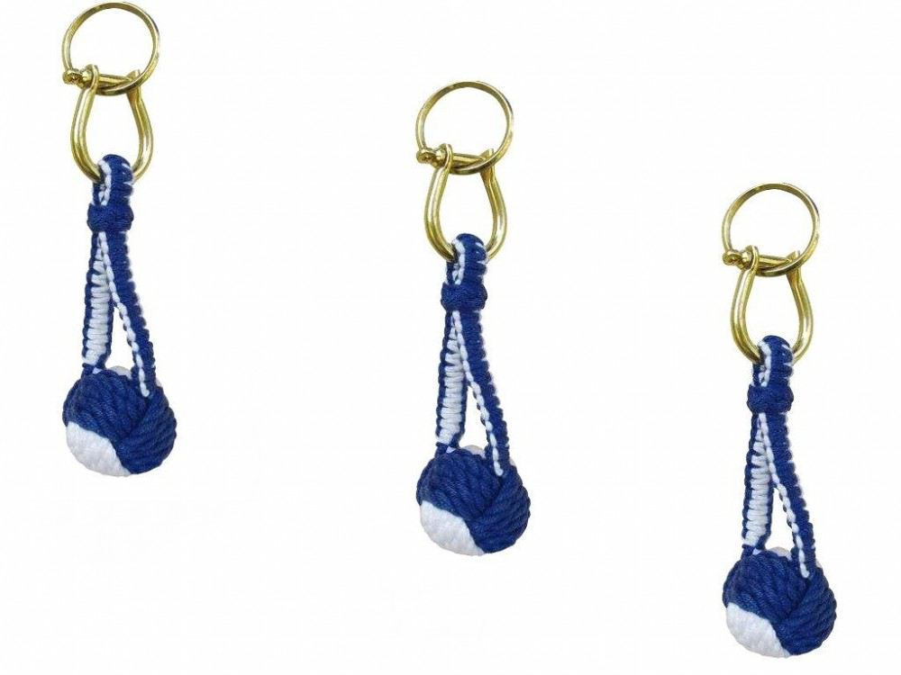 Schlüsselanhänger Wurfknoten mit Schäkel/Schlüsselring blau Zierknoten 