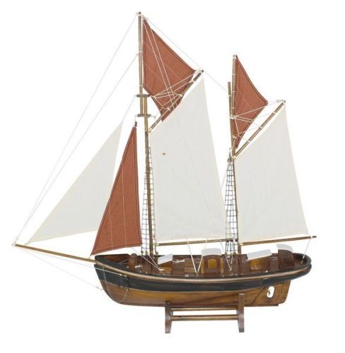Zeestboot Schiffsmodell Segler Boot aus Holz mit Stoffsegeln 64 cm 