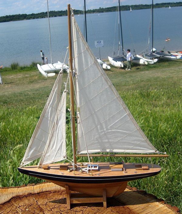 Segelschiff Schiffsmodel Segelyacht 35 cm aus Holz mit Stoffsegel Yacht 