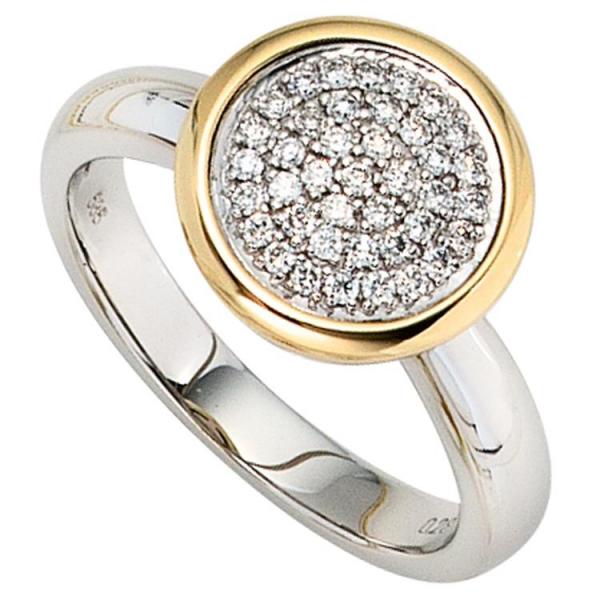 Damen Ring 585 Weißgold Gelbgold bicolor 40 Diamanten Größe 52 von JOBO