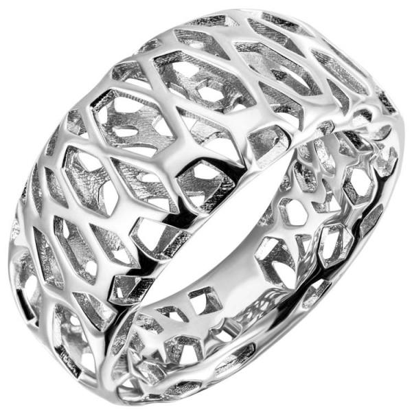 JOBO Damen Ring 58mm offen 925 Sterling Silber mattiert mit Glitzereffekt Silber 