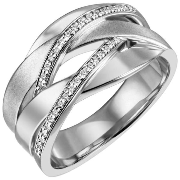 Damen Ring breit 925 Sterling Silber 34 Zirkonia von JOBO