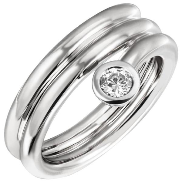 Damen Ring aus 925 Sterling Silber 1 Zirkonia 11,4 mm breit von JOBO | Silberringe