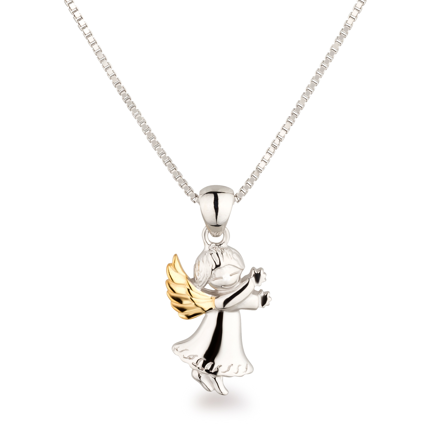 Halskette Engel Schutzengel 925 Silber teilvergoldet