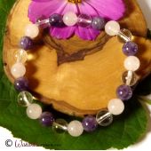 Armband Amethyst-Rosenquarz-Bergkristall, Kugeln