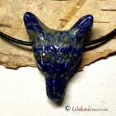 Anhänger Wolfskopf Lapislazuli mit seitlicher Bohrung