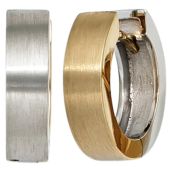 Creolen rund 585 Gold Gelbgold Weißgold bicolor mattiert Ohrringe