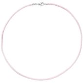 Collier Halskette Seide rose 42 cm - 2,8 mm, Verschluss 925 Silber