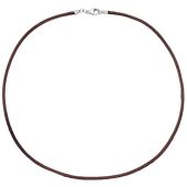 Collier Halskette Seide braun 2,8 mm 42 cm, Verschluss 925 Silber