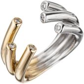 Damen Ring offen 585 Gelbgold Weißgold bicolor 6 Diamanten