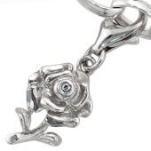 Einhänger Charm Rose 925 Sterling Silber rhodiniert 1 Zirkonia