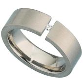 Damen Ring Titan matt 1 Diamant Brillant 0,03ct.