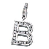 Einhänger Charm Buchstabe B 925 Sterling Silber mit Zirkonia