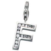 Einhänger Charm Buchstabe F 925 Sterling Silber mit Zirkonia