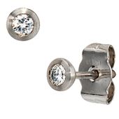 Ohrstecker rund 950 Platin mattiert 2 Diamanten Brillanten 0,10ct.