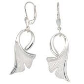 Boutons Gingko Ginko 925 Sterling Silber mattiert Ohrringe Ohrhänger