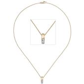 Collier, Anhänger 585 Gelbgold mattiert 1 Diamant Brillant 43 cm