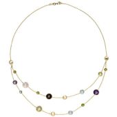 Collier 585 Gelbgold Rauchquarz Amethyst Citrin Peridot 45 cm