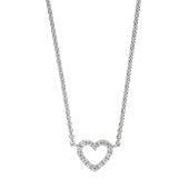 Collier Halskette Herz 925 Sterling Silber mit Zirkonia 42 cm