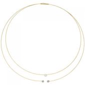 Collier Halskette 2-reihig 750 Gold bicolor 3 Diamanten Brillanten