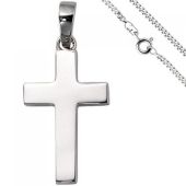 Anhänger Kreuz 925 Silber Kreuzanhänger Silberkreuz mit Kette 50 cm