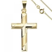 Anhänger Kreuz 333 Gold Gelbgold mit Kette 45 cm Goldkreuz