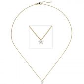 Collier Kette mit Anhänger 585 Gelbgold 1 Diamant Brillant 0,50 ct., 45 cm