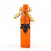 Deko Flasche mit Anhänger aus Glas in Orange, 21 cm hoch