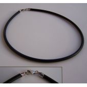 4mm Kautschukband mit Karabiner 925 Silber Rhodium