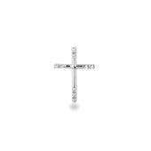 Schmaler Kreuz Anhänger 22mm 925 Silber Rhodium mit Zirkonia