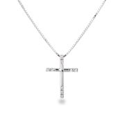 Halskette mit schmalem Kreuz Anhänger 22mm 925 Silber Rhodium