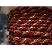 Acetat-Kordel  4mm rot/gold zweifarbig