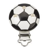 Schnullerclip Fußball schwarz / weiß