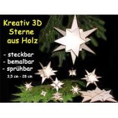 3D Holzsterne individuell bemalbar verschiedene Größen