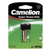 Block-Batterie CAMELION Super Heavy Duty 9 V, Typ 6F22, 1er-Blister