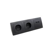 Steckdosenblock McPower "Flair" anthrazit, 2-fach Schutzkontakt + 2x USB