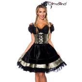 Premium Dirndl aus edlem Jacquard Stoff,grün/schwarz Größe XS