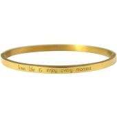 Gemshine - Damen - Armband - Armreif - Love life and enjoy every Moment - WISHES - Gold - 4 mm