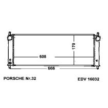 NEU + Kühler Porsche mitte  div. Modelle - Kühlsystem Wasserkühler / Radiator 608 x 170 / Porsche 32 + + + NEU