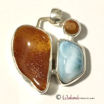 Anhänger Design Silber mit Larimar & Bernstein