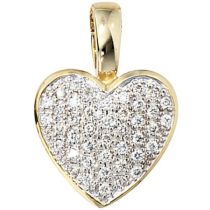 Anhänger Herz 585 Gold Gelbgold 42 Diamanten Brillanten 0,25 ct.