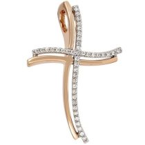 Anhänger Kreuz 585 Weißgold Rotgold bicolor 42 Diamanten Brillanten