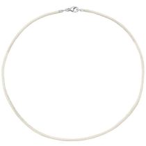 Collier Halskette Seide beige 2,8 mm 42 cm, Verschluss 925 Silber