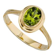 Damen Ring aus 585 Gelbgold 1 Peridot, grün Goldring